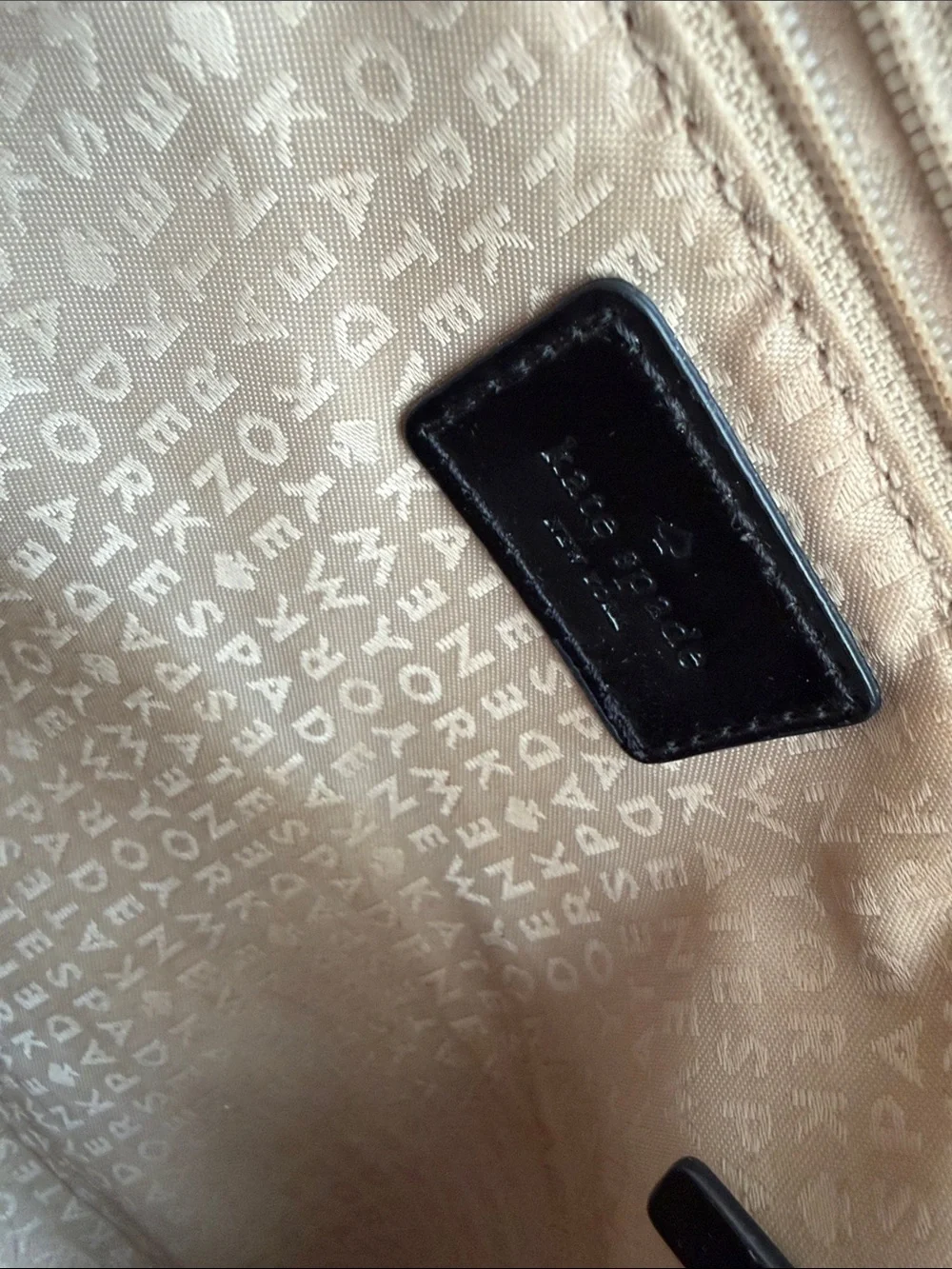 kate spade Black Patent Embossed Tote with Logo Plaque